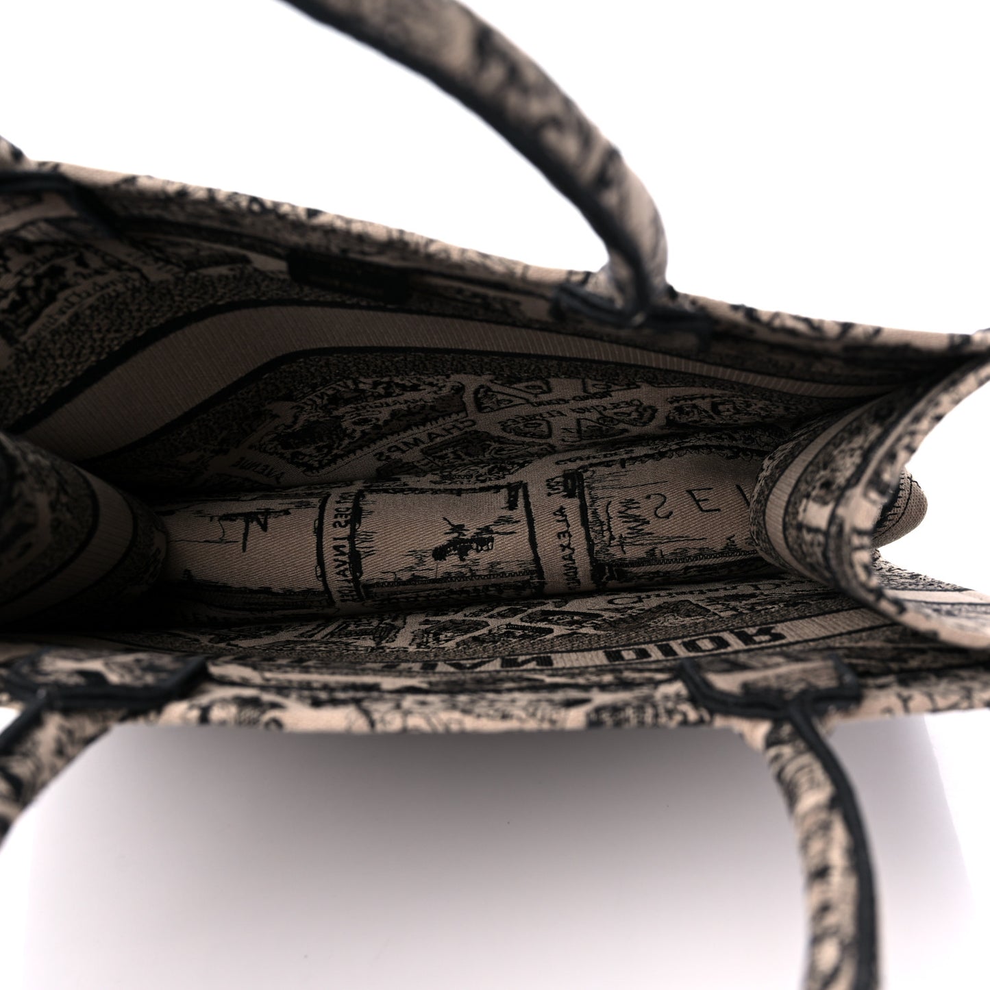 Canvas Embroidered Medium Plan De Paris Book Tote Beige Multi