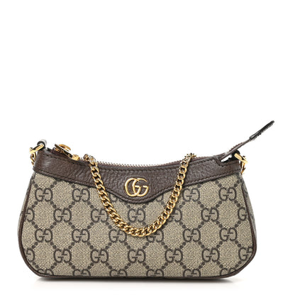 Gucci GG Supreme Monogram Textured Dollar Calfskin Mini Ophidia Chain Bag Beige Ebony 1 of 10