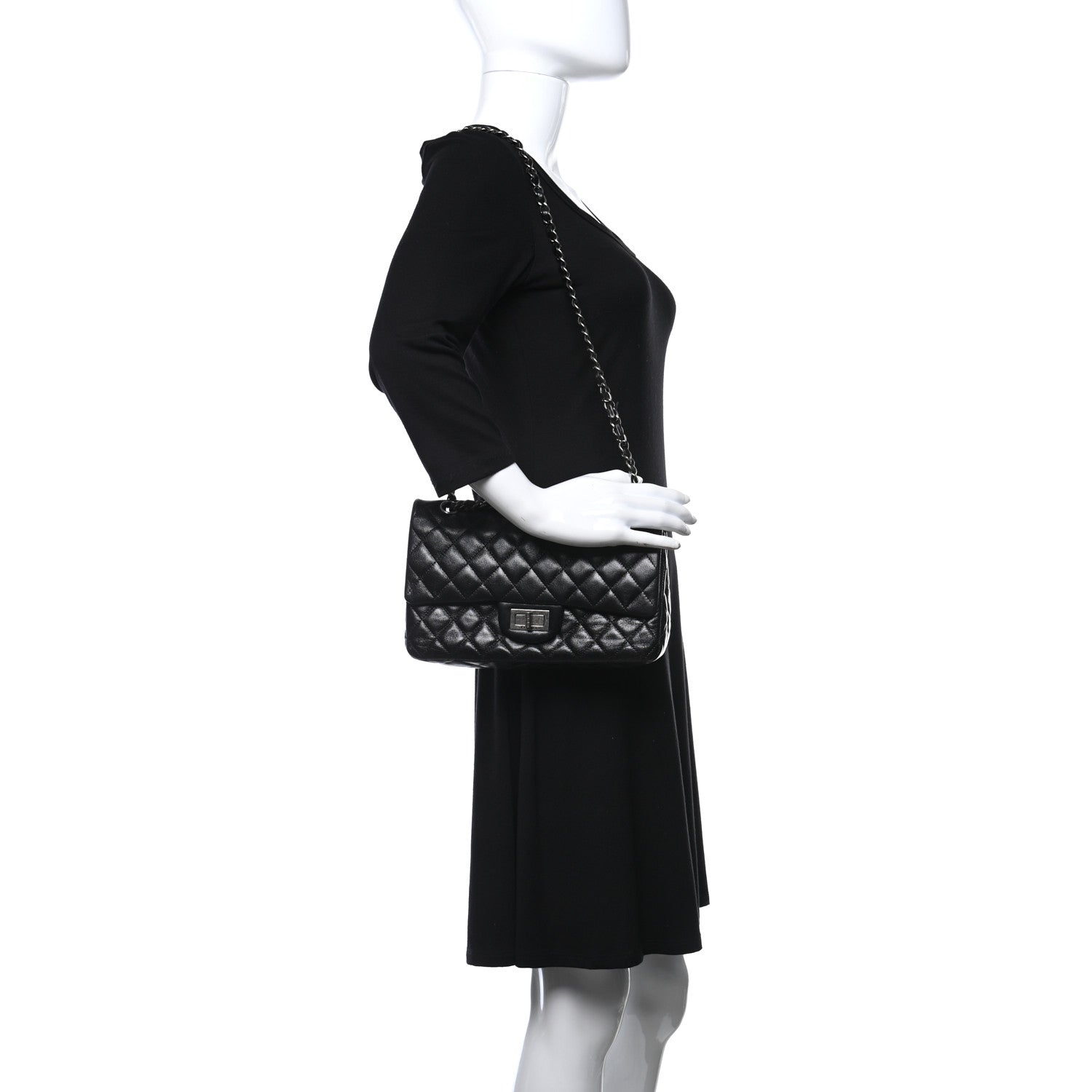 Chanel Aged Calfskin Quilted 2.55 Reissue 225 Flap Black 2 of 10