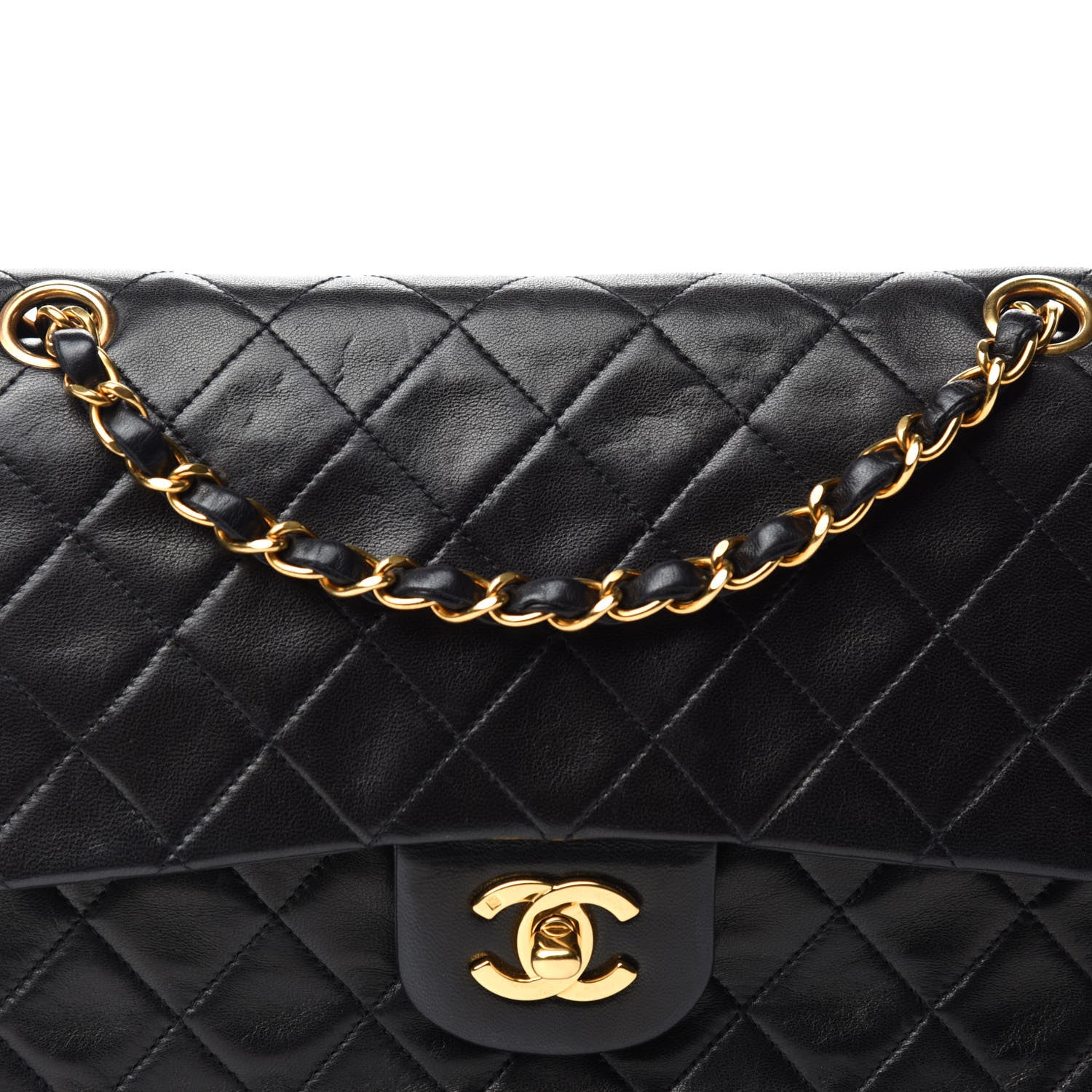 Chanel Lambskin Quilted Medium Double Flap Black 15 of 15