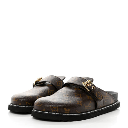 Louis Vuitton Patent Monogram Womens Cosy Flat Comfort Clog Mules 38.5 Brown 3 of 8