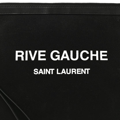 Saint Laurent Linen Canvas Rive Gouche Zipped Pouch Black 8 of 10
