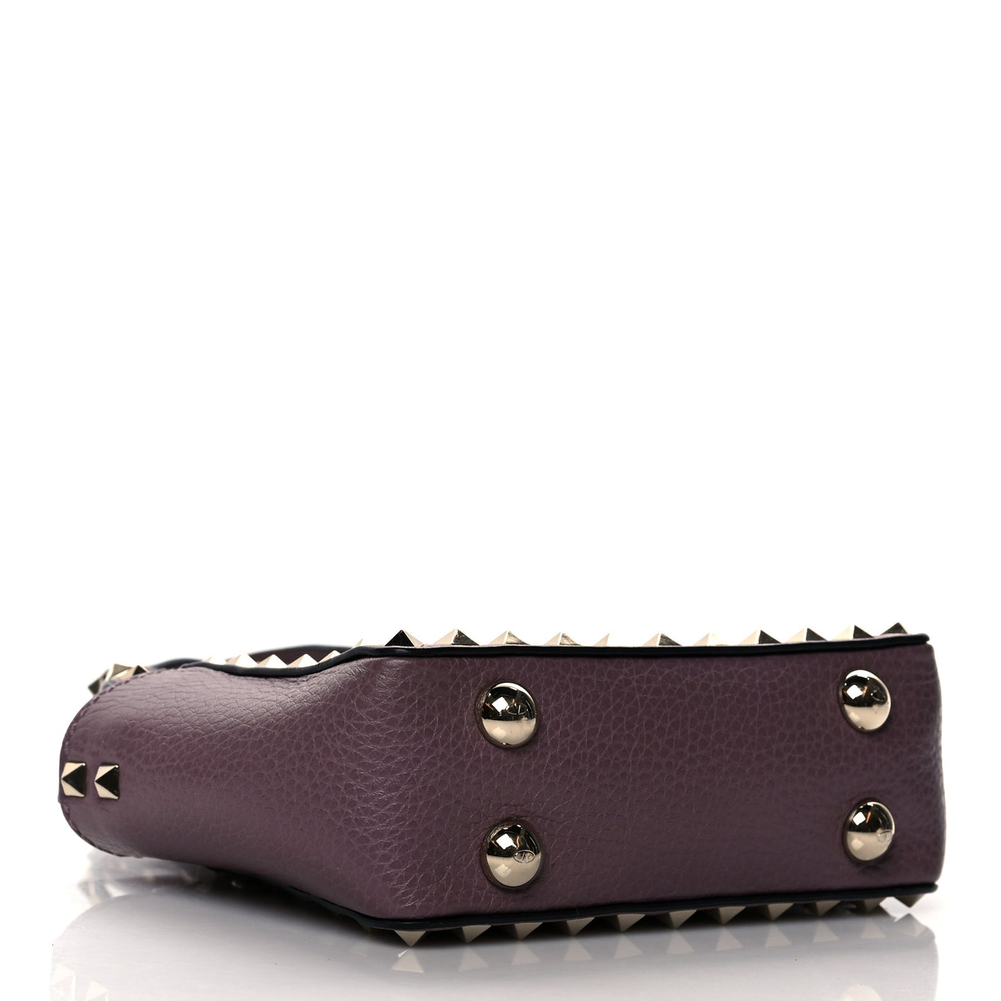 Grained Calfskin Micro Rockstud Tote Dark Mauve