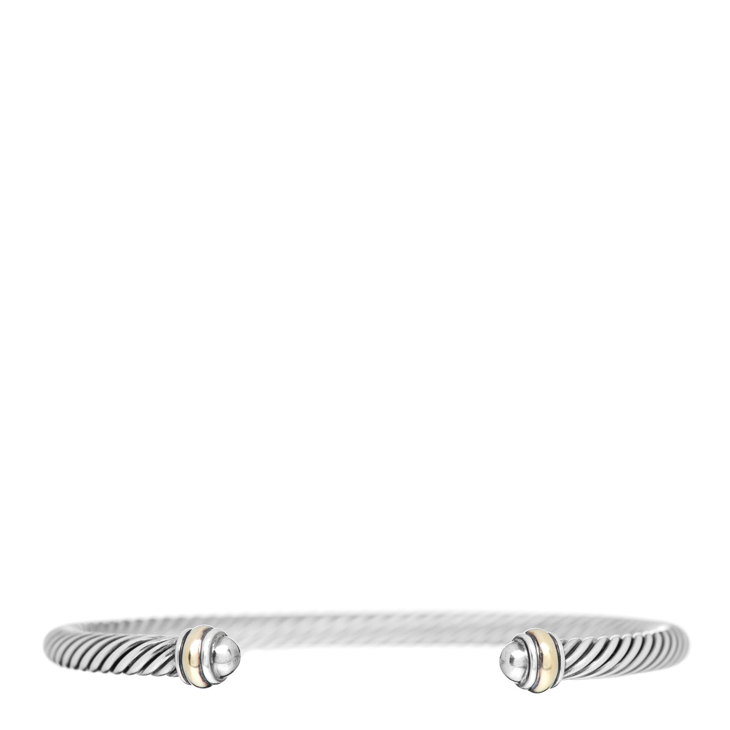 David Yurman Sterling Silver 18K Yellow Gold 4mm Cable Classics Bracelet 1 of 5