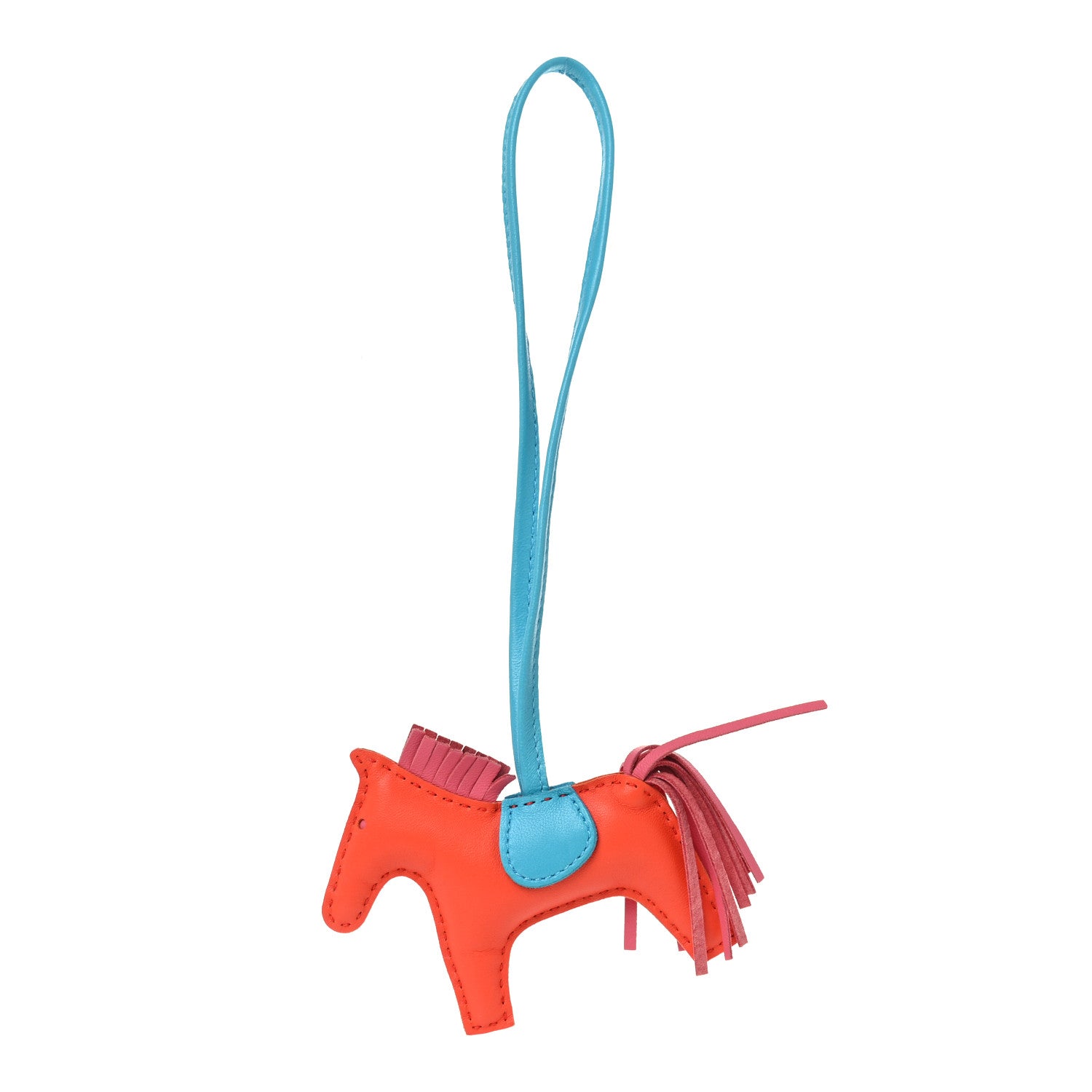 Hermes Milo Lambskin Grigri Rodeo Horse Bag Charm PM Orange Poppy Rose Azalee Bleu Azteque 1 of 4