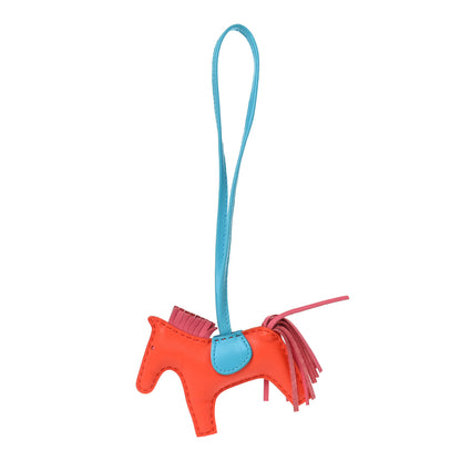 Hermes Milo Lambskin Grigri Rodeo Horse Bag Charm PM Orange Poppy Rose Azalee Bleu Azteque 1 of 4