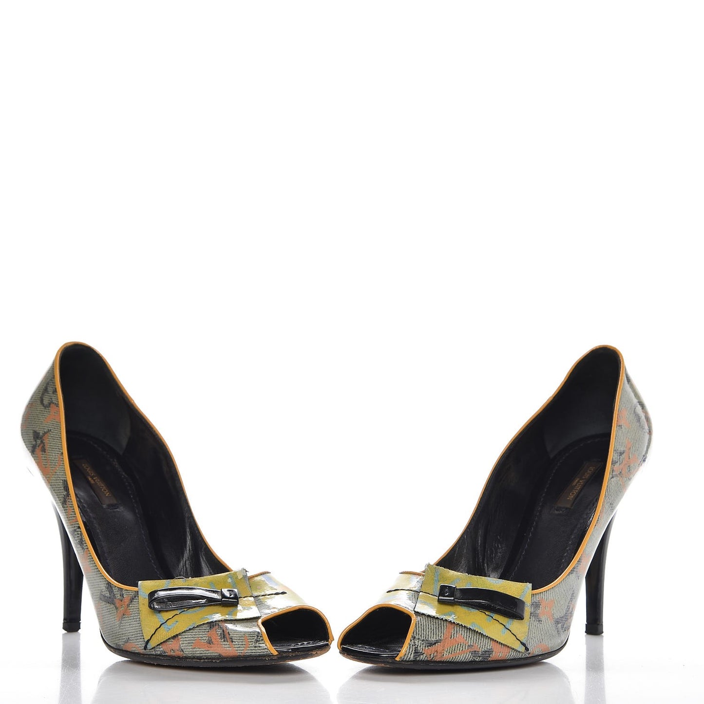 Monogram Pulp Karung Defile Peep Toe Pumps 40 Yellow