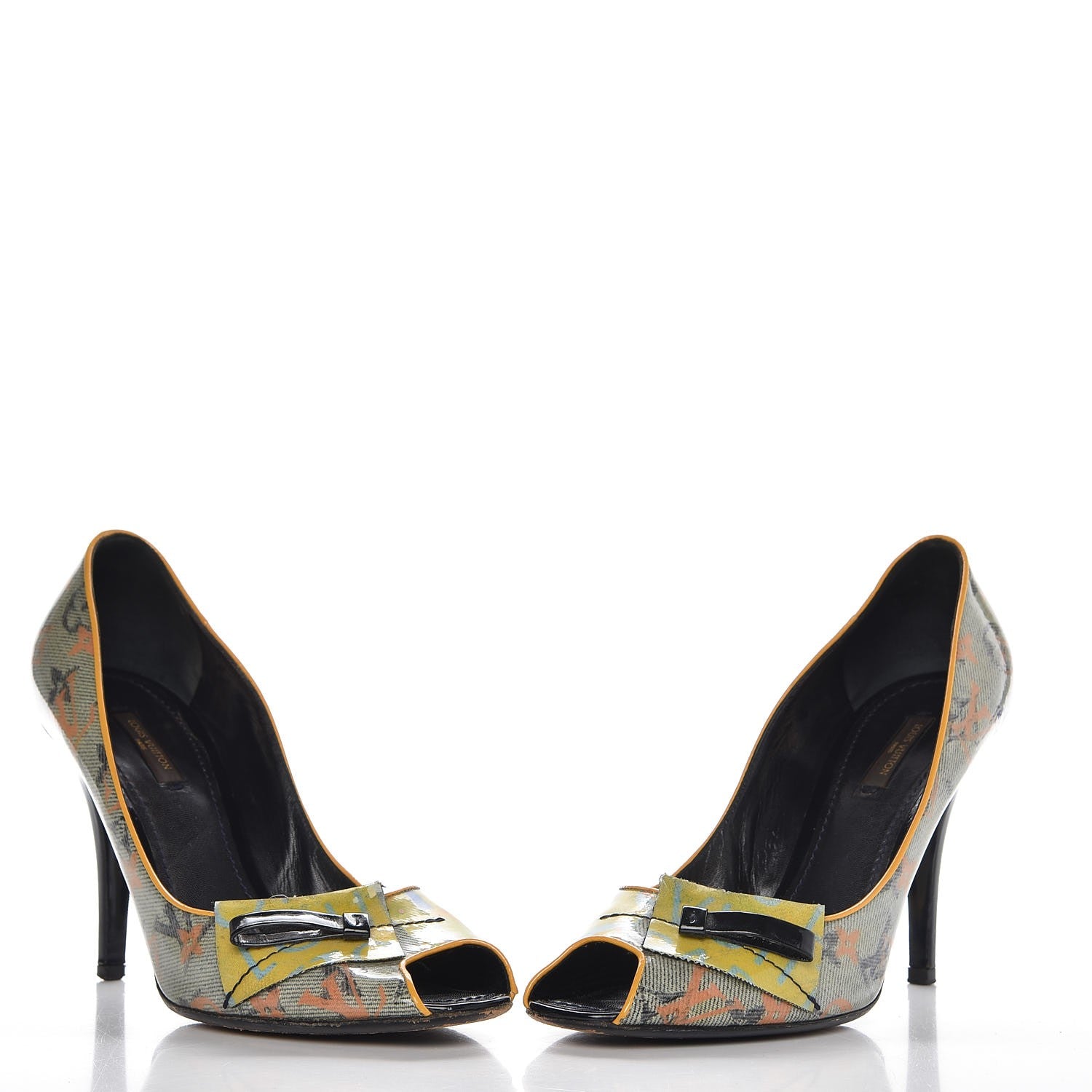 Louis Vuitton Monogram Pulp Karung Defile Peep Toe Pumps 40 Yellow 5 of 9