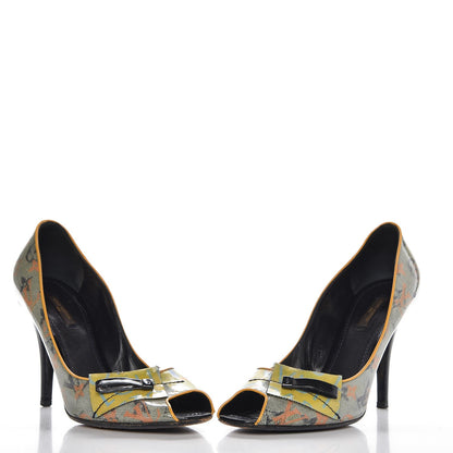 Louis Vuitton Monogram Pulp Karung Defile Peep Toe Pumps 40 Yellow 5 of 9