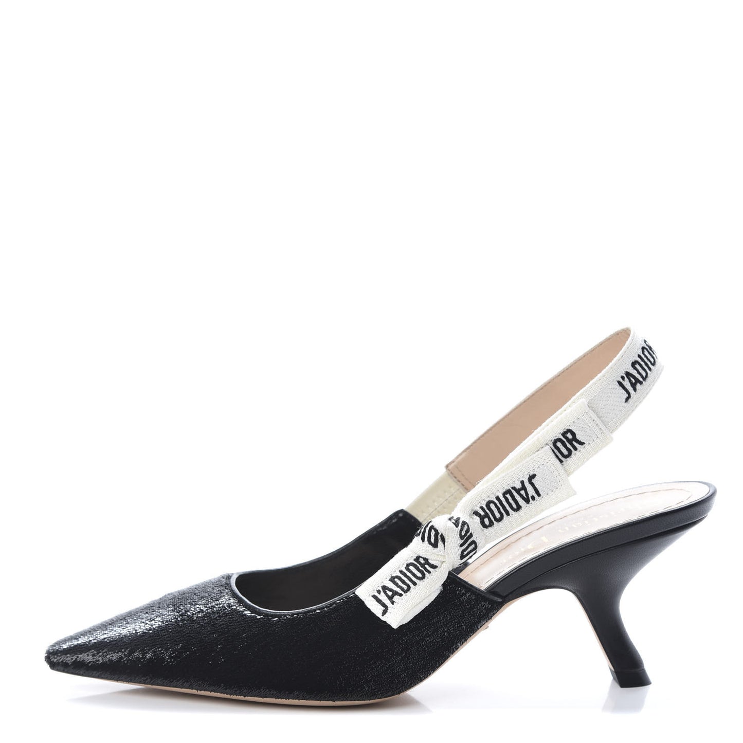 Shiny Velvet Ribbon J'Adior Slingback 65mm Pumps 36 Black