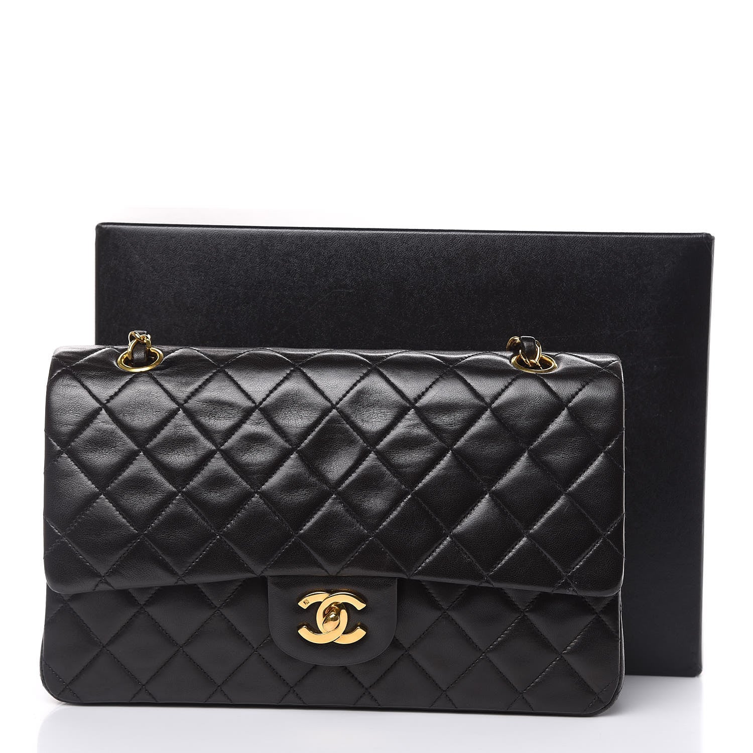 Chanel Lambskin Quilted Medium Double Flap Black 14 of 14
