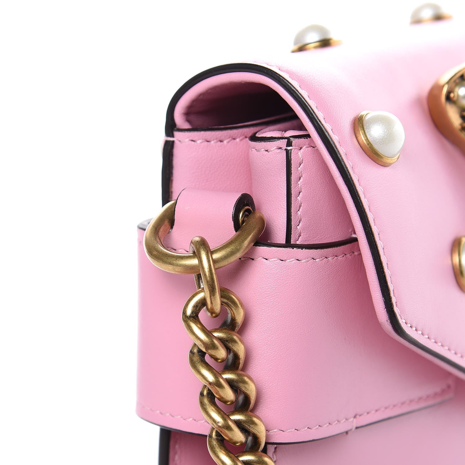 Gucci Nappa Pearl Studded Mini Queen Margaret Broadway Shoulder Bag Sugar Pink 11 of 13