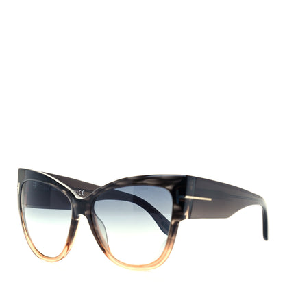 Tom Ford Acetate Anoushka Cat Eye Sunglasses TF371 Melange Grey Peach 1 of 8
