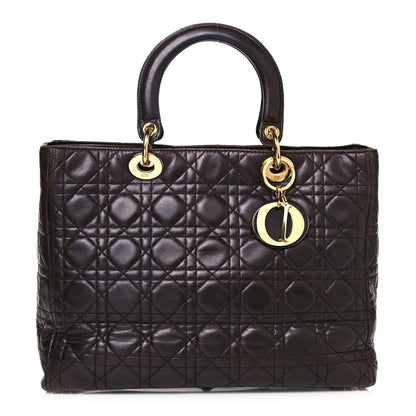 Christian Dior Lambskin Cannage Large Lady Dior Dark Brown 1 of 20