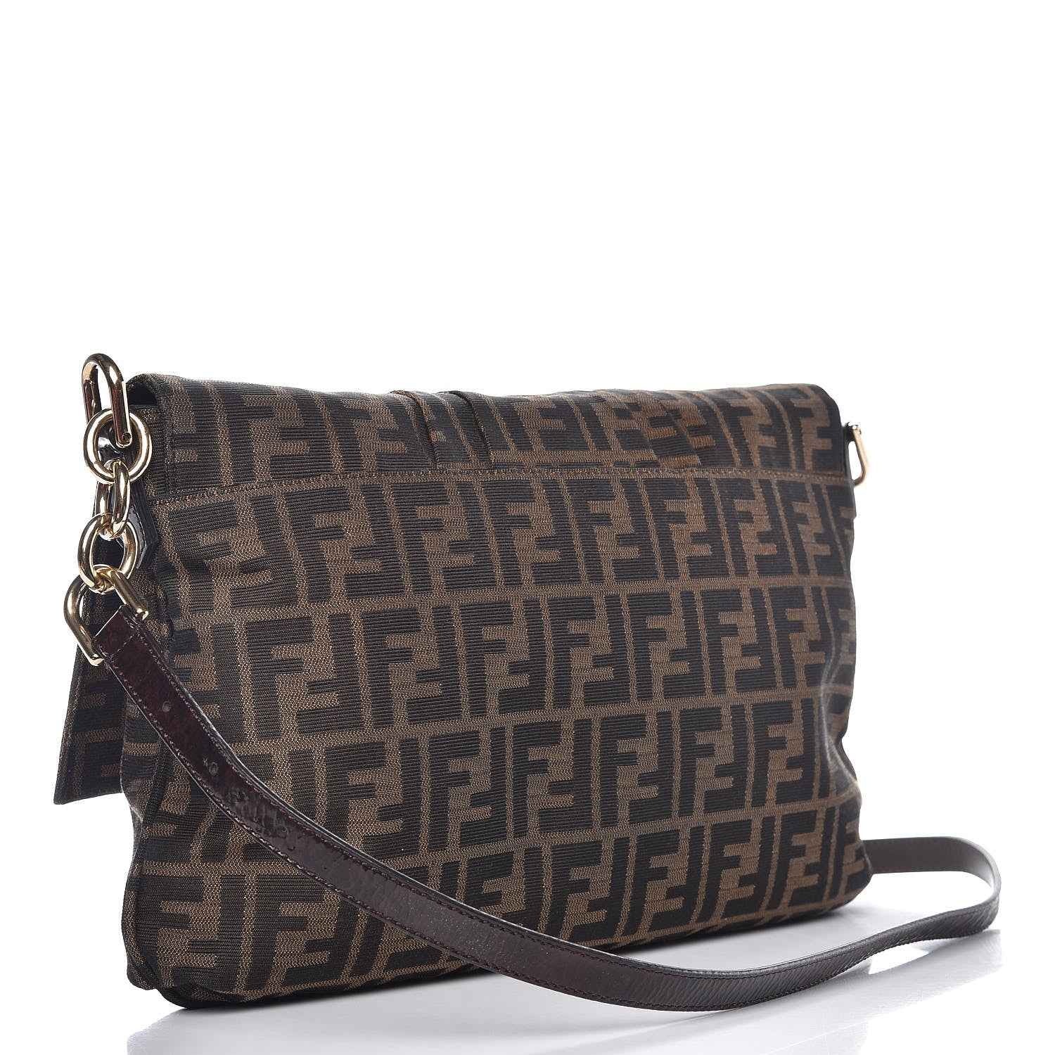 Fendi Zucca Patent Large Mia Shoulder Flap Tobacco 3 of 7