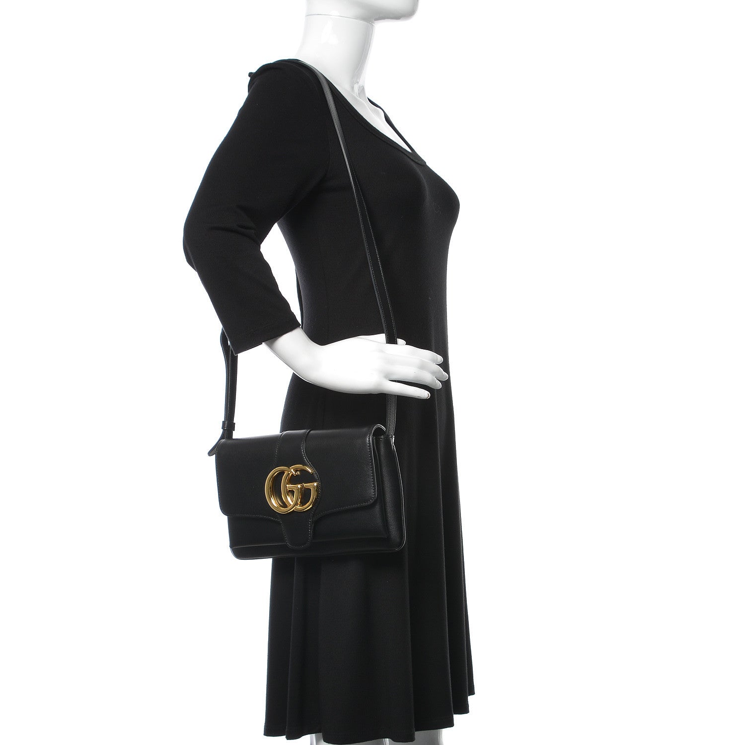 Gucci Vitello Palmellato Lux Small Arli Flap Shoulder Bag Black 2 of 9
