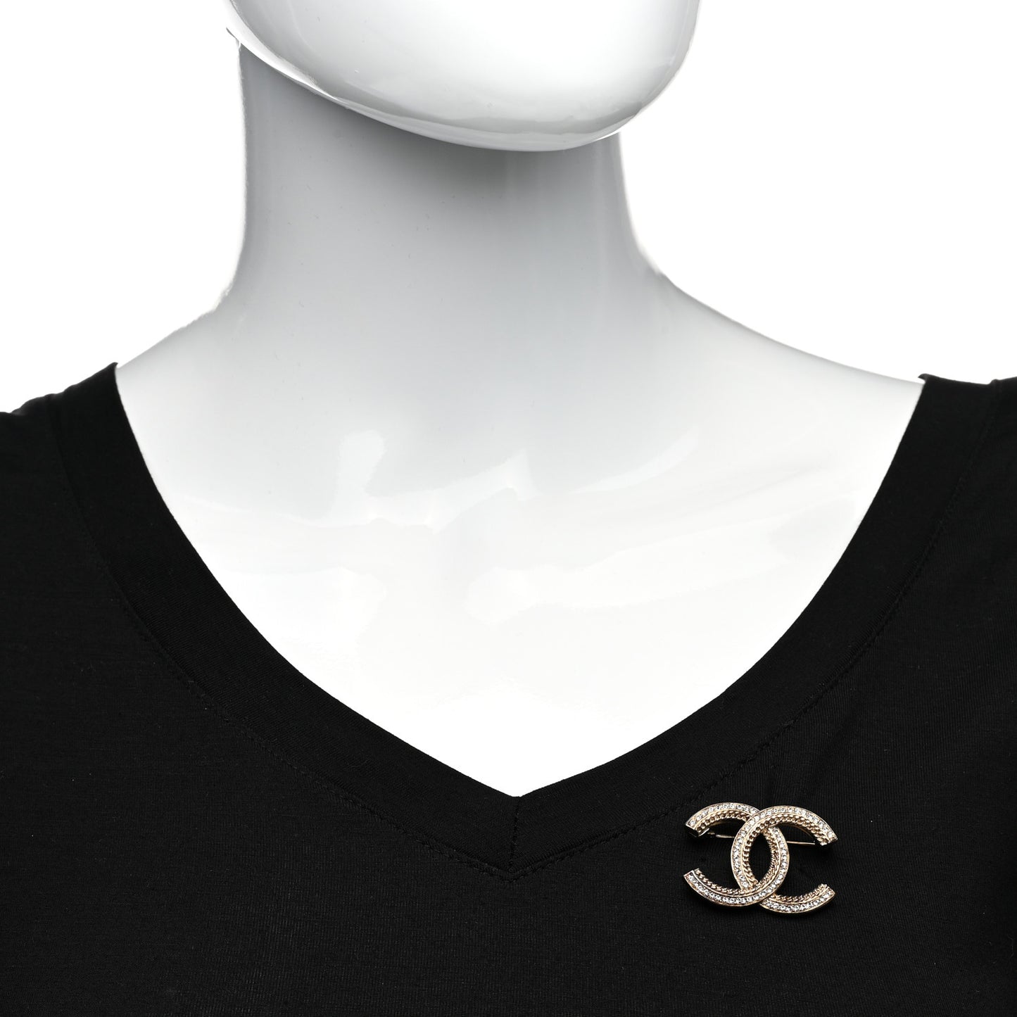 Crystal Chain CC Brooch Light Gold