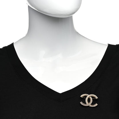 Chanel Crystal Chain CC Brooch Light Gold 2 of 5