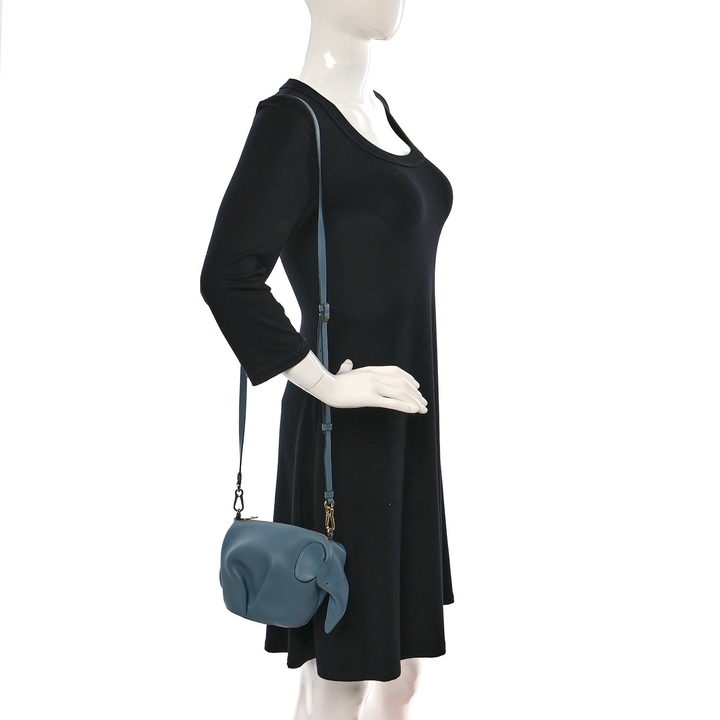Calfskin Mini Elephant Crossbody Bag Stone Blue