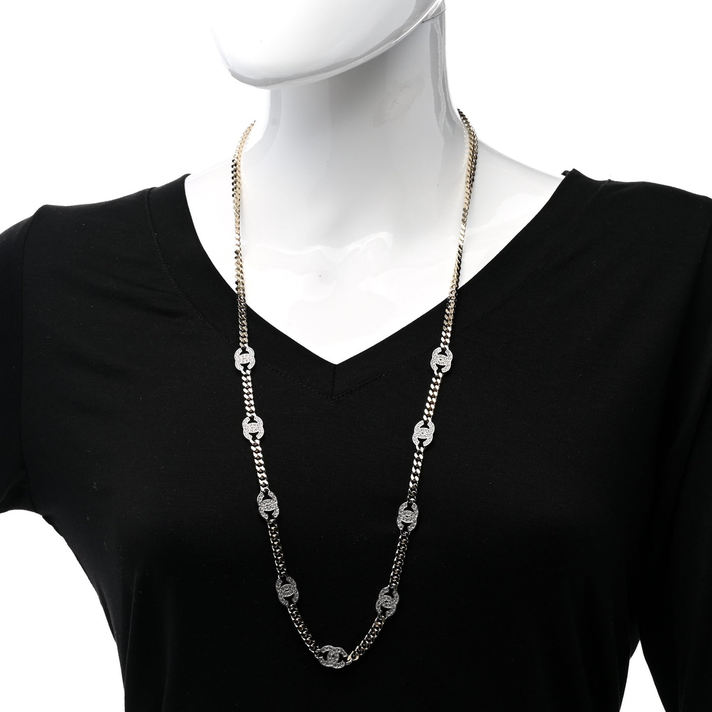 Crystal Chain CC Necklace Gold Silver