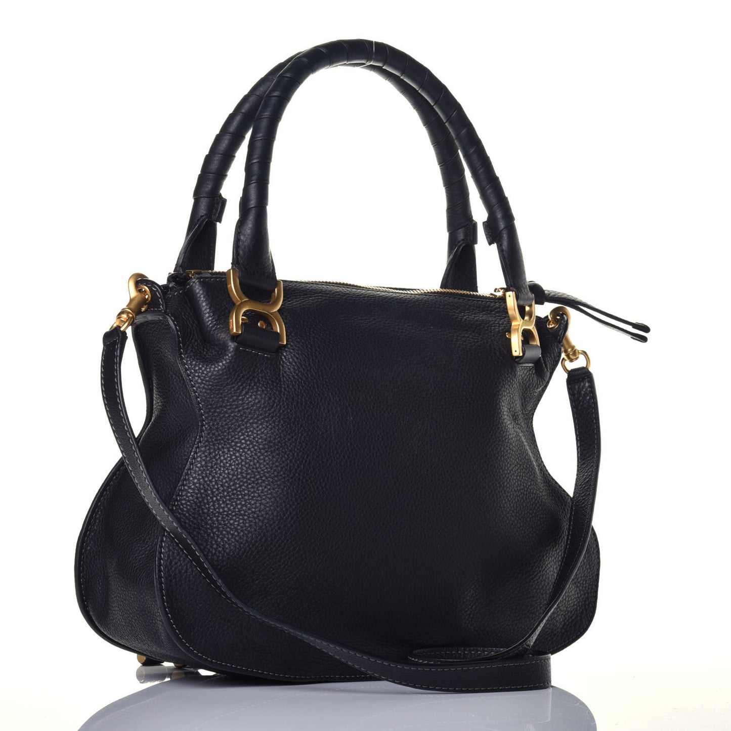 Calfskin Medium Marcie Satchel Black