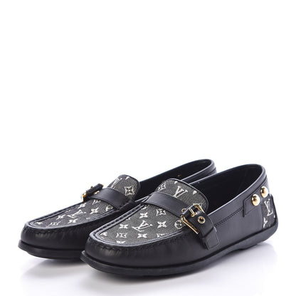 Louis Vuitton Calfskin Monogram Mini Lin Loafer 35 Black 3 of 6