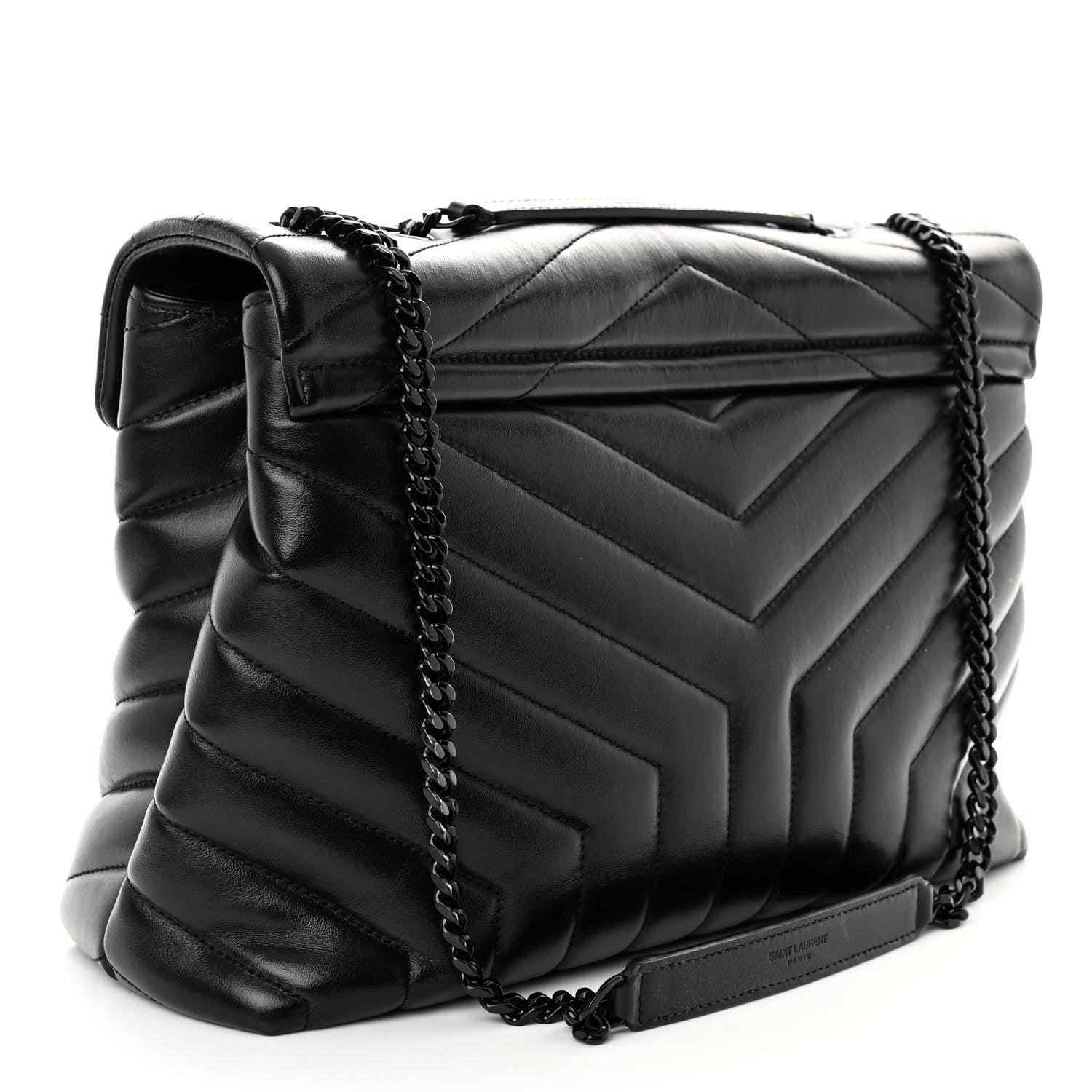 Saint Laurent Calfskin Y Quilted Monogram Medium Loulou Chain Satchel Black 3 of 9