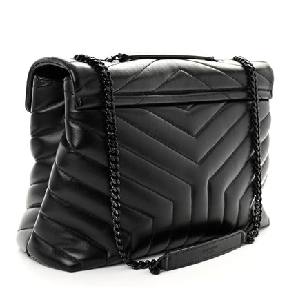 Saint Laurent Calfskin Y Quilted Monogram Medium Loulou Chain Satchel Black 3 of 9