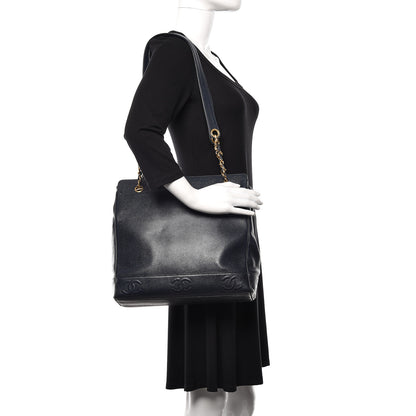 Chanel Caviar CC Shoulder Bag Navy Blue 2 of 15
