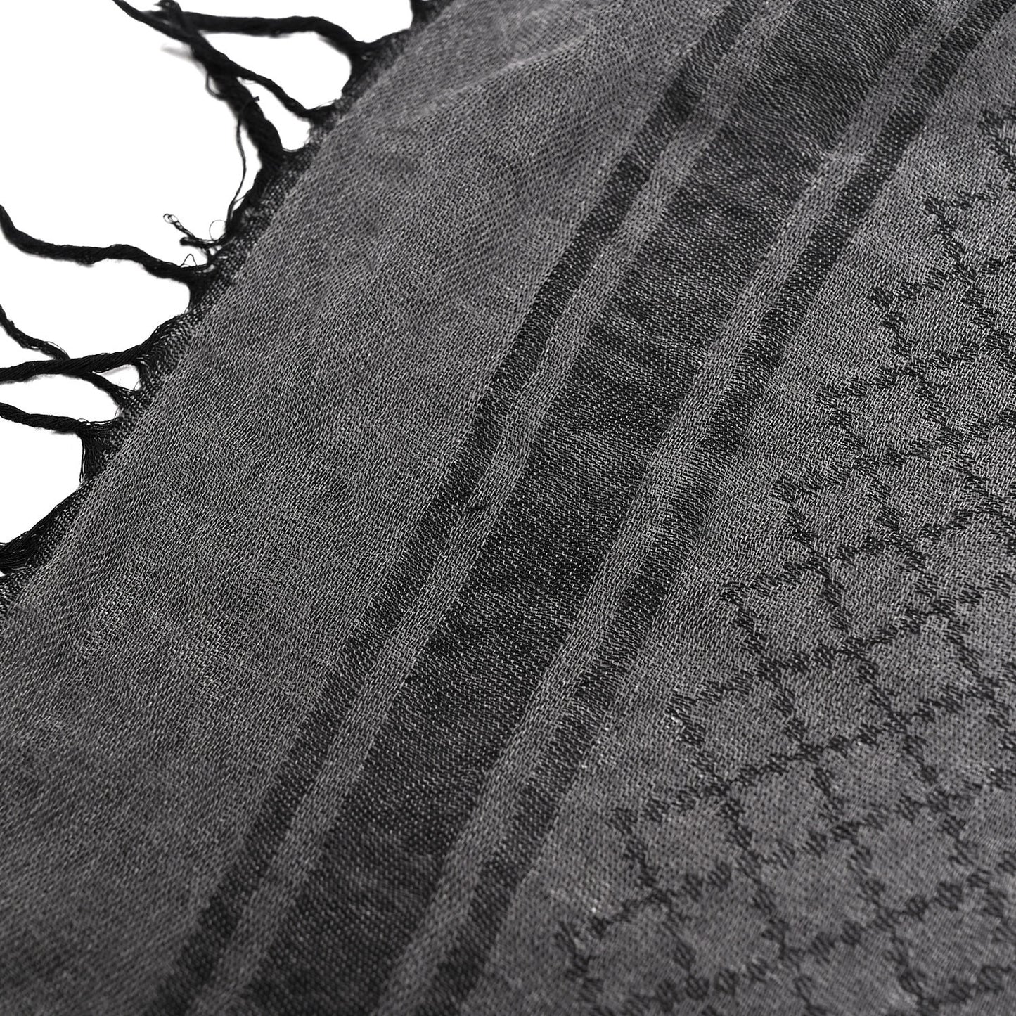 Wool Silk GG Monogram Diamante Plaid Surviee Shawl Graphite Black