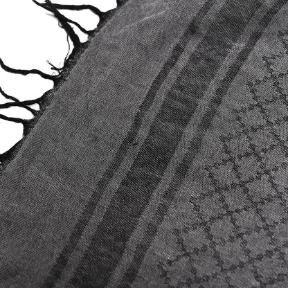 Gucci Wool Silk GG Monogram Diamante Plaid Surviee Shawl Graphite Black 4 of 4