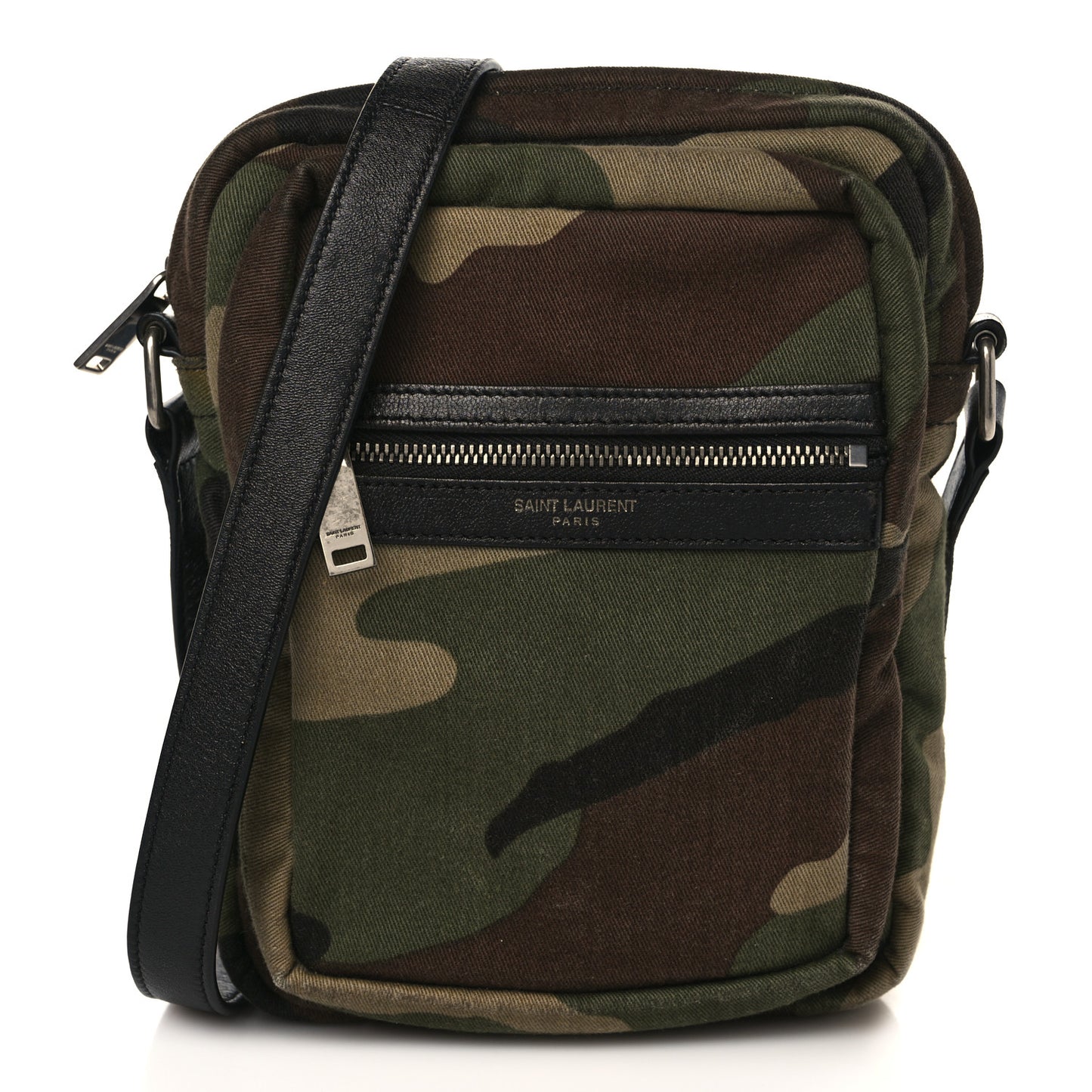 Canvas Calfskin Camouflage Sid Messenger Bag Green