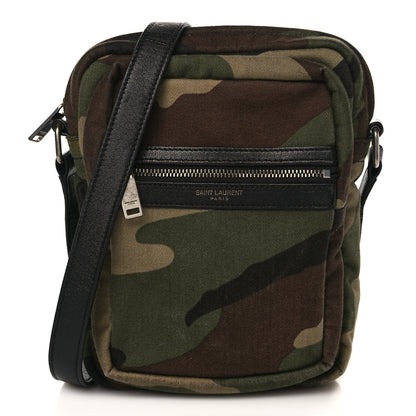 Saint Laurent Canvas Calfskin Camouflage Sid Messenger Bag Green 1 of 8
