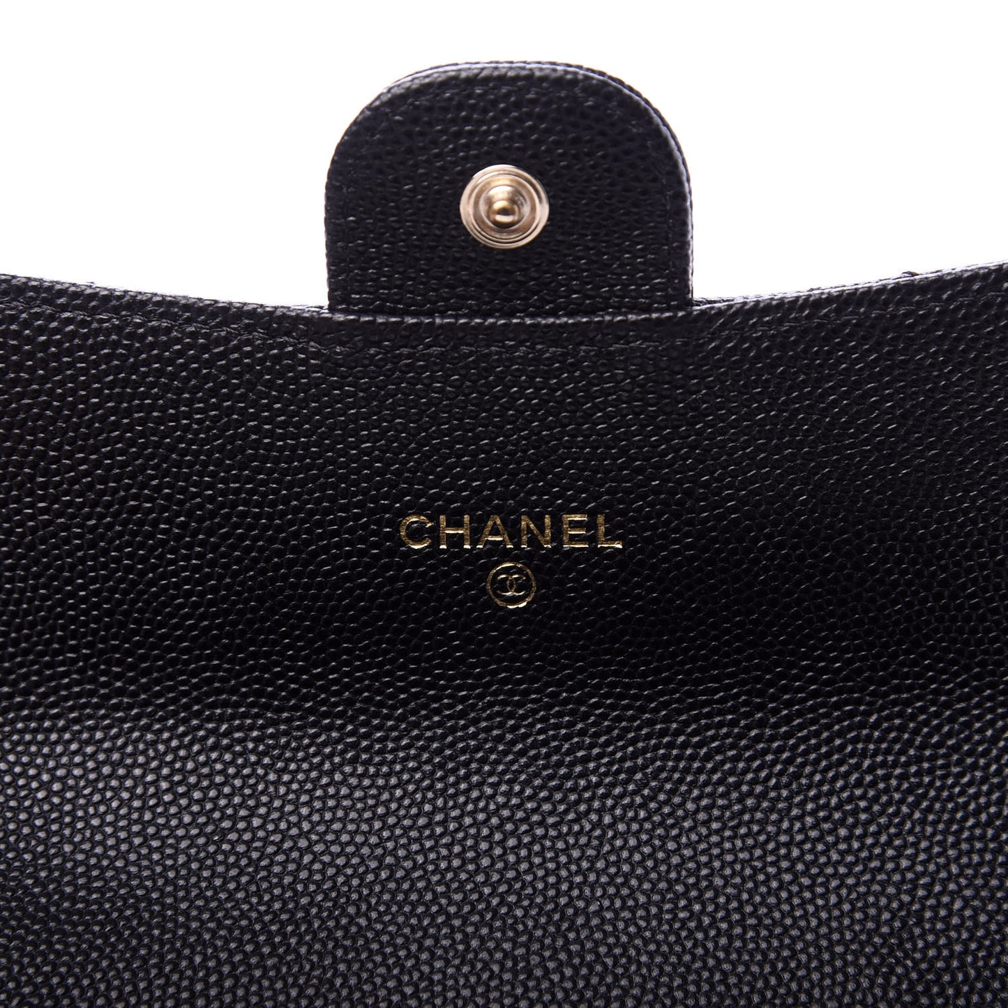 Caviar Quilted Medium Gusset Flap Wallet Black