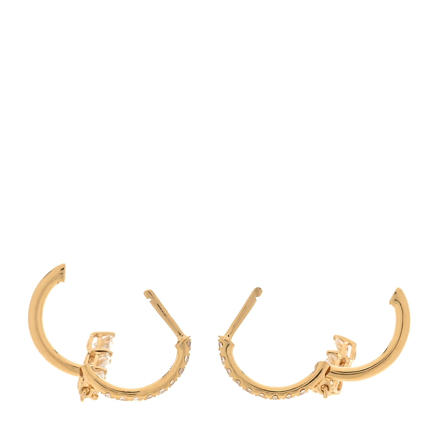 18K Yellow Gold Diamond Pear Huggie Drop Earrings