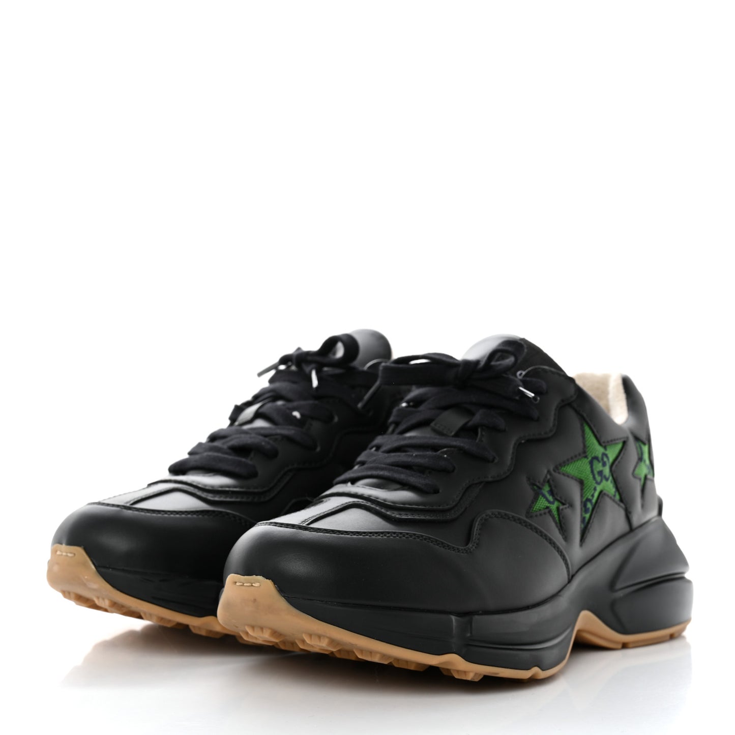 Demetra Monogram Multicolor Stars Inlay Mens Rhyton Sneakers 5 Black Green Blue Deep Orange