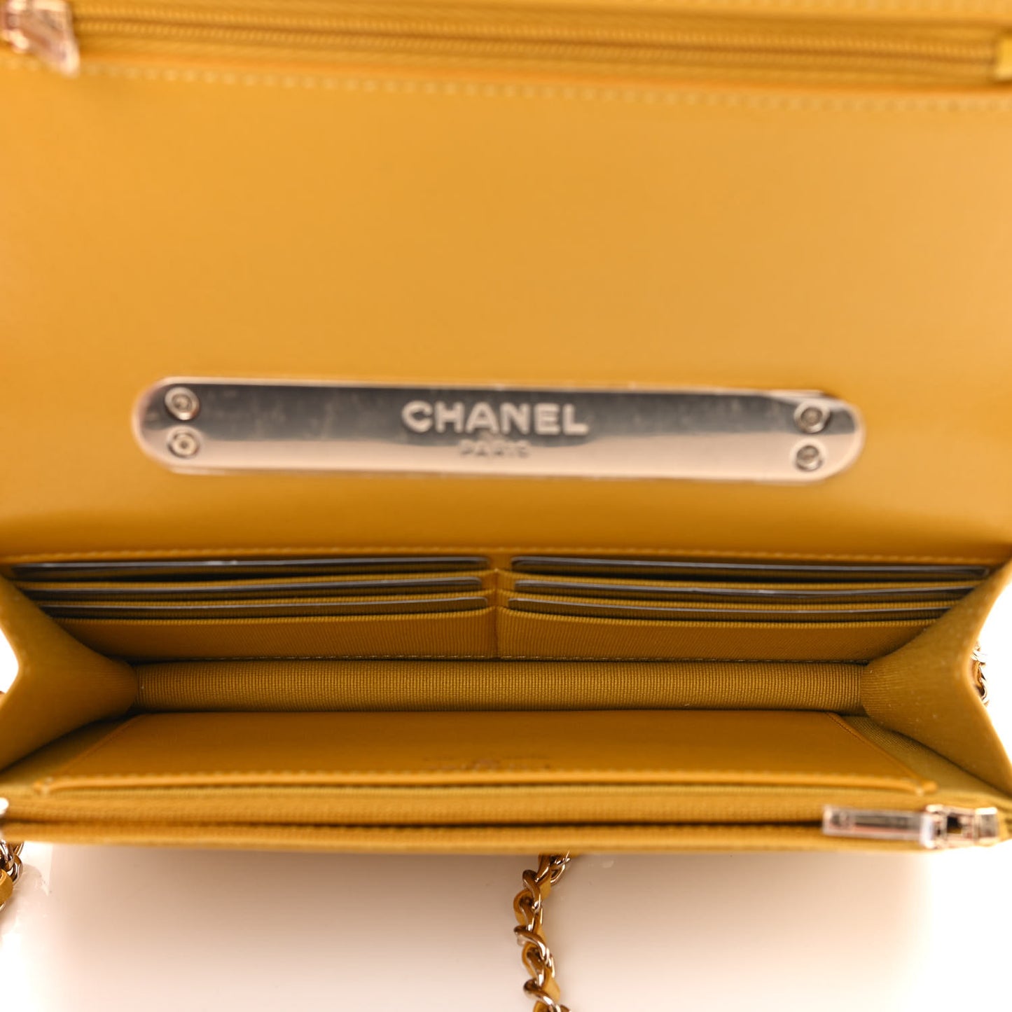 Lambskin Quilted Top Handle Wallet On Chain WOC Yellow
