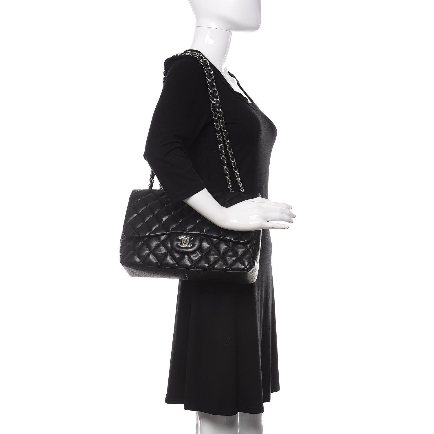 Chanel Lambskin Quilted Jumbo Single Flap Black 2 of 11