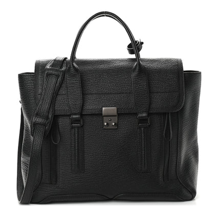 3.1 Phillip Lim Textured Calfskin Large Pashli Satchel Black 1 of 12