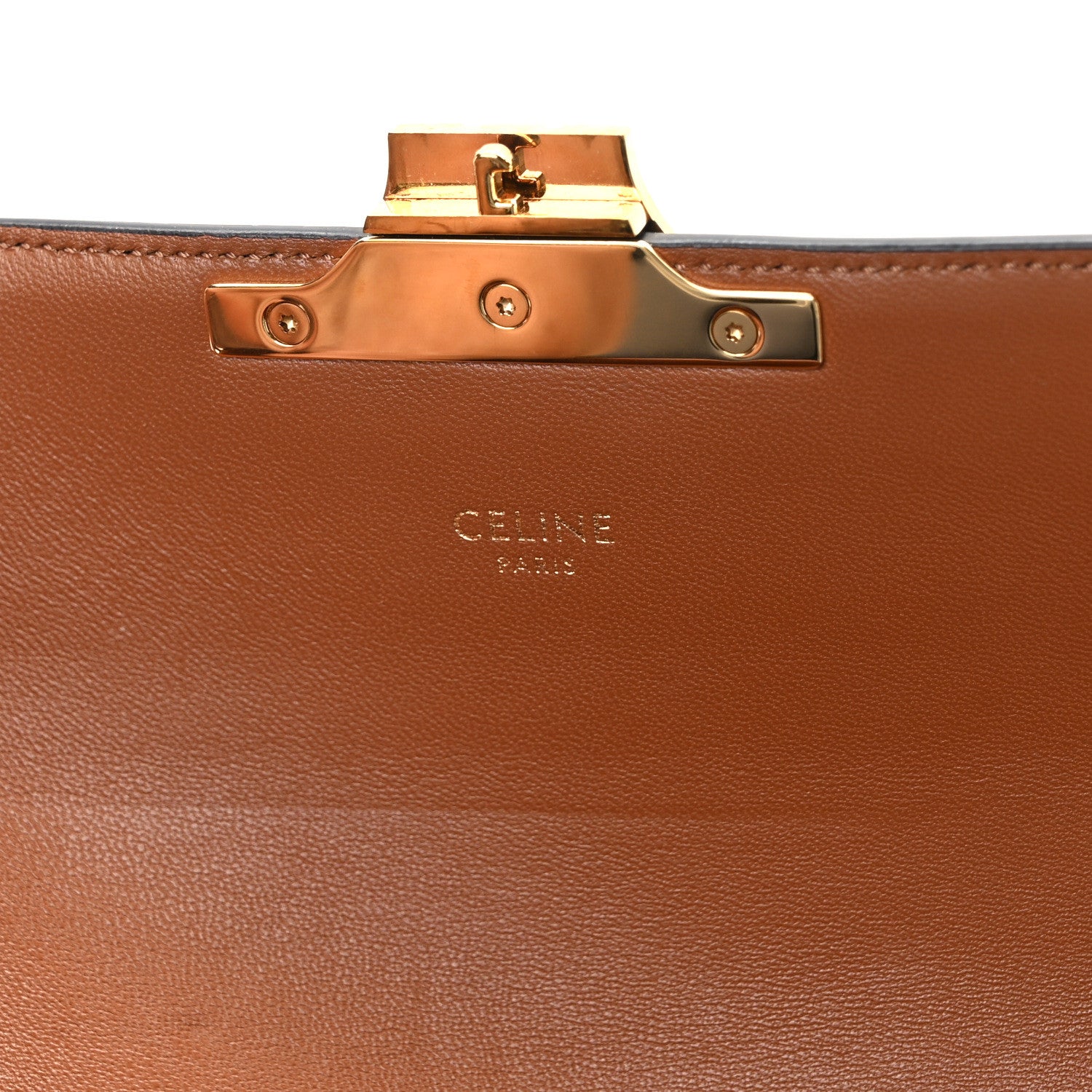 Celine Canvas Calfskin Triomphe Shoulder Bag Tan 5 of 9
