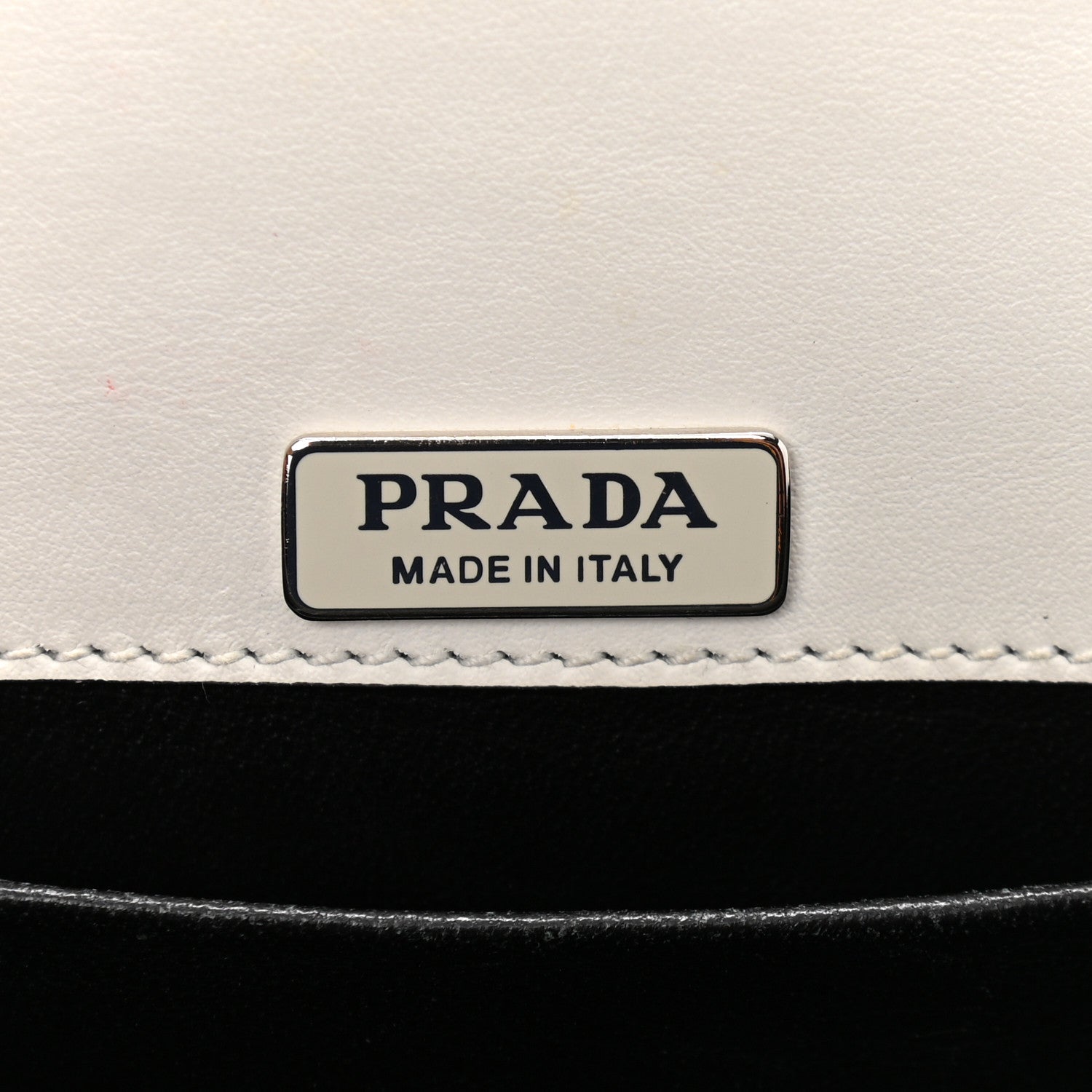 Prada Crystal City Calf Saffiano Cahier Shoulder Bag Talco Black 5 of 8