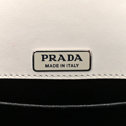 Prada Crystal City Calf Saffiano Cahier Shoulder Bag Talco Black 5 of 8
