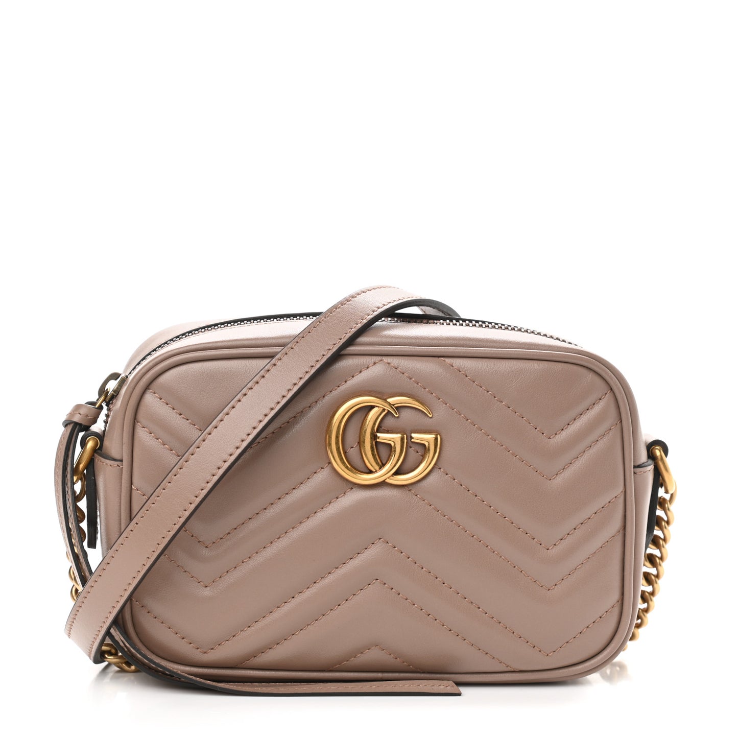 Calfskin Matelasse Mini GG Marmont Chain Shoulder Bag Porcelain Rose