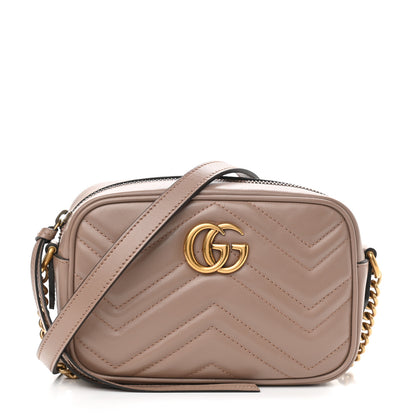 Gucci Calfskin Matelasse Mini GG Marmont Chain Shoulder Bag Porcelain Rose 1 of 9