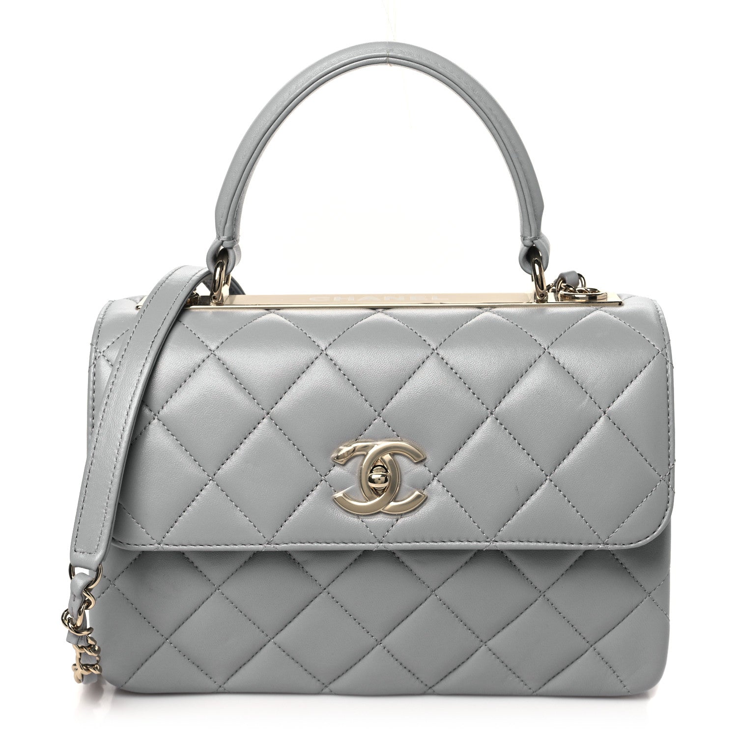 Chanel Lambskin Quilted Mini Trendy CC Dual Handle Flap Bag Light Grey 1 of 10