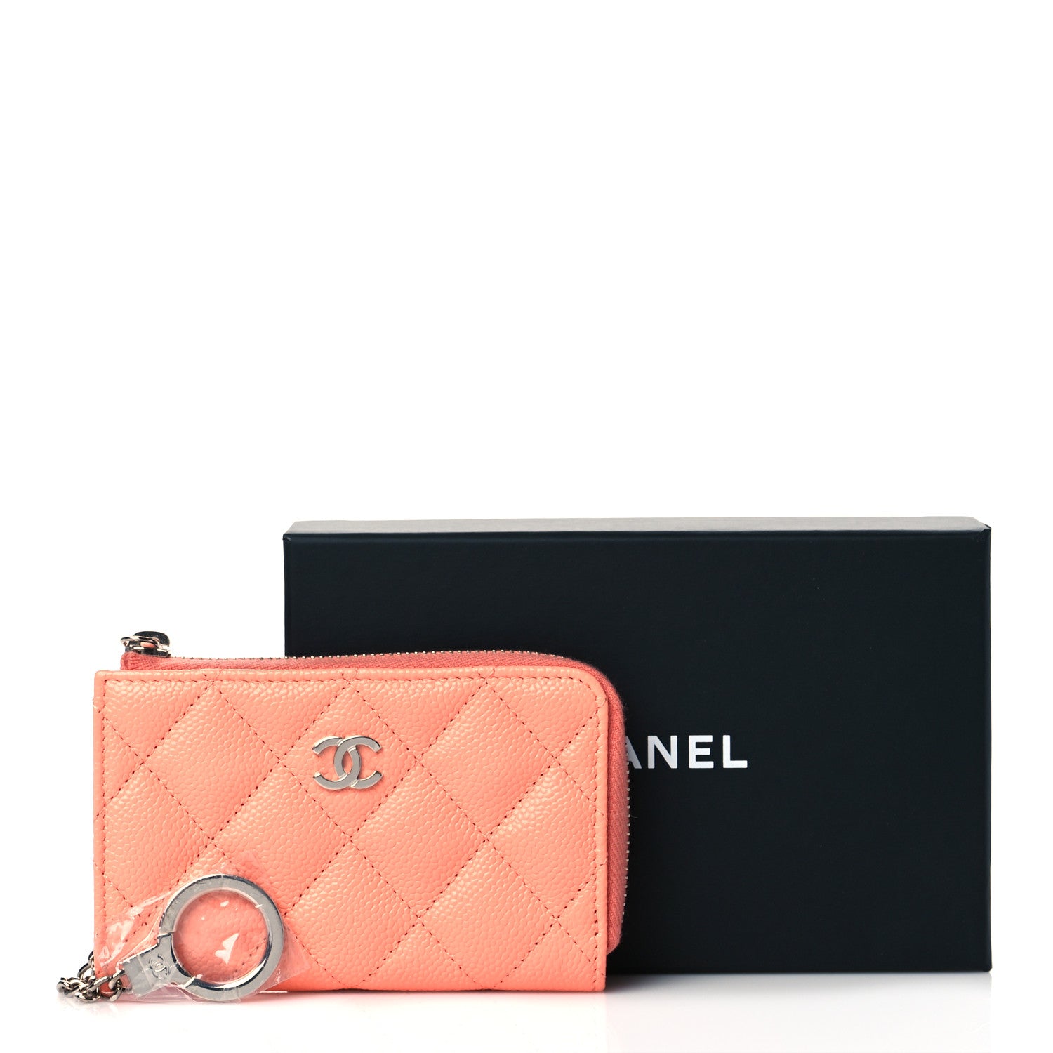 Chanel Caviar Quilted Zipped Key Holder Case Coral 9 of 9