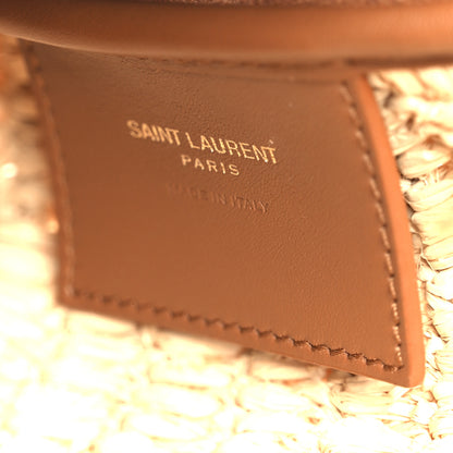 Saint Laurent Raffia Calfskin Le 5 A 7 Small Hobo Natural Brick 7 of 13