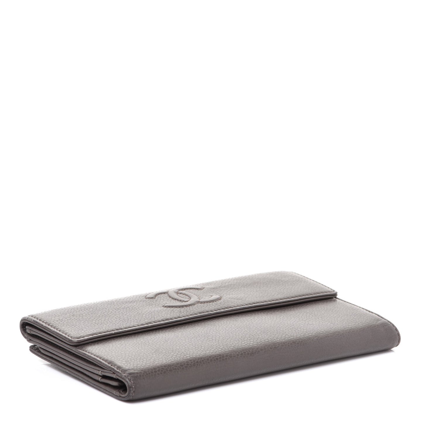 Caviar Timeless CC Large Gusset Flap Wallet Dark Grey