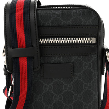 Gucci GG Supreme Monogram Appia Calfskin Web Small Camera Messenger Bag Black Grey 8 of 10