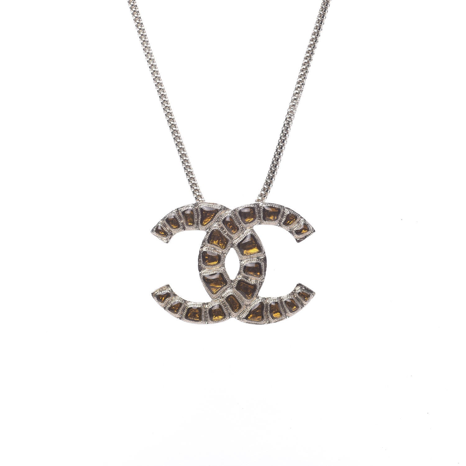 Chanel Resin Along The Nile CC Pendant Necklace Gold Orange 4 of 6